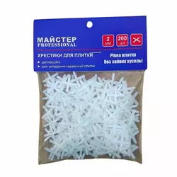 Хрестик для плитки 2 мм "Майстер Pro" (200 шт/уп) Хрестик для плитки 2 мм "Майстер Pro" (200 шт/уп)